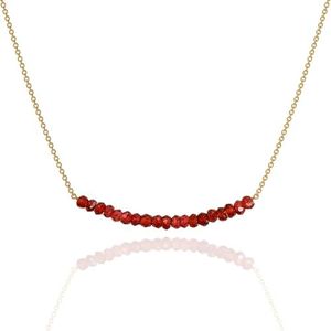 Garnet Necklace for Women, Premium Gold Beaded Bar Necklaces for Women - Tarnish Free 18K Gold Vermeil Certified S925 Classic Statement Necklace Gold Jewelry for Women - Mothers Day Gifts for Mom Wife