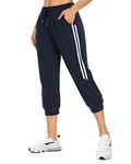 KaiDi Capri Sweatpants for Women Casual Capri Pants Capri Joggers Sports Pants Cropped Joggers with Pockets (Navy Blue,XL)