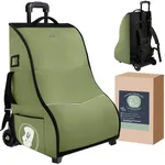 Car Seat Travel Bag with Wheels & Backpack Straps – Padded Airplane Car Seat Carrier for Airport Travel – Fits Convertible & Booster Seats – Airline Approved Gate Check Bag for Parents, Green