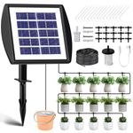 Solar Drip Irrigation System Kit with 9 Days Timer, 15M Solar Powered Automatic Watering System, Self Watering System Plants Garden Irrigation Watering Systems for Outdoor Plants Greenhouse Balcony