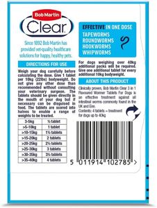 Bob Martin Clear Dog Wormer Tablets – 4-Pack