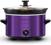 Elite Gourmet MST-275XP# Electric Oval Slow Cooker, AdjCatable Temp, Entrees, Sauces, Stews & Dips, Dishwasher Safe Glass Lid & Crock (2 Quart, Purple)