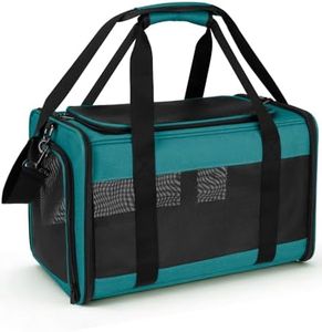 Hipubby Cat Carrier Dog Carrier for Pets Up to 16 Lbs, Soft-Sided Pet Travel Carrier for Cats and Small Dogs, Airline Approved Pet Carrying Case with Shoulder Strap & Removable Mat - Blue
