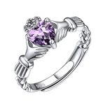 ChicSilver 925 Sterling Silver Irish Claddagh Friendship Ring Simulated Amethyst February Birthstone Promise Ring Wedding Band for Her Women