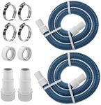 1.5" 6ft Pool Filter Pump Hose Kit for Above Ground Swimming Pools Vacuum Skimmer 1 1/2" Hose Replacement & 1 1/2 to 1 1/4 Pool Hose Adapter Fittings - 2 Pool Hoses, 2 Adapters, 4 Clamps, 2 PTFE Tapes