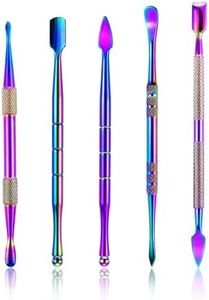 5PCS Dab Rig, Rainbow Color Dab Rig for Wax Set, Double-Ended Carving Tool Stainless Steel Wax Carving Tools for Wood, Wax, Clay, Pottery, Rainbow Color