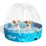 ALL FOR PAWS Large Dog Pool with Sprinkler, 2-in-1 Foldable Dog Swimming Sprinking Pool Non-Slip Hard Plastic Splash Sprinkler Kiddie Pool for Outdoor Backyard Dogs Ducks and Pet Baths (120CM)