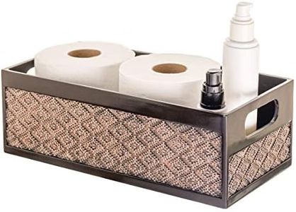 Brown Toilet Paper Storage Holder Basket for decor - Decorative Bathroom Storage Toilet Tank Topper Box - Bathroom Organizer Countertop Modern Brown Bathroom counter Decor Storage (Dublin)