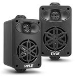 Indoor Outdoor Speakers Pair - 200 Watt Dual Waterproof 3.5” 2-Way Full Range Speaker System w/ 1/2” High Compliance Polymer Tweeter - in-Home, Boat, Marine, Deck, Patio, Poolside (Black)- PDWR35BK