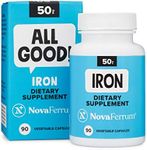 NovaFerrum All Good | Iron Capsule Supplements for Adults | Anemia | 50mg of Iron | 90 Servings | Sugar Free | Vegan | Gluten Free