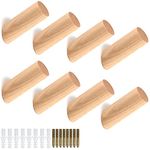 Jerxiero 8 Pack Wooden Coat Hooks,Wall Hooks for Hanging,Decorative Wall Mounted Coat Rack,Hat Hooks,Cap Rack for Door Hat Storage,Towel Hooks for Bathroom,Wooden Pegs Display Hooks Wall Organiser