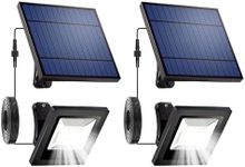 Solar Lights Outdoor Waterproof with 16FT Cord Dusk to Dawn LED Spotlights 6000K Security Flood Light for Patio, Porch, Roof, Tree, Doorway, Garden, Outside, Shed, Yard Lighting(White 2 Pack)