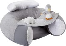 Nuby Penguin Sit-Me-Up Baby Seat – Inflatable Sit & Play Floor Seat | Detachable Tray | Machine Washable | Suitable from 6 Months Plus (Grey)