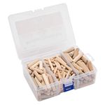 Brackit 225x Mixed-Size Solid Birch Wood Dowels; Size 6, 8,10mm x40mm – Tapered and Ribbed for DIY and Carpentry and Hobbyists