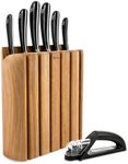 Robert Welch 7-Piece Signature Book Oak Knife Block Set. Space-Saving Award-Winning Design. Includes 6 German Steel Full-Tang Kitchen Knives.