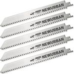 NEWURBAN 5 Pack Stainless Steel Reciprocating Saw Blades 8TPI / 9.5 in (240mm) for Frozen Meat Bone Food Cutting - Bonesaw Blade