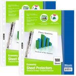 BAZIC Products Sheet Protectors Economy, Fit 8.5x11 Inch Paper, 11 Hole Clear Plastic Sleeves Ring Binder Sheets, Archival Safe (100/Pack), 2-Packs