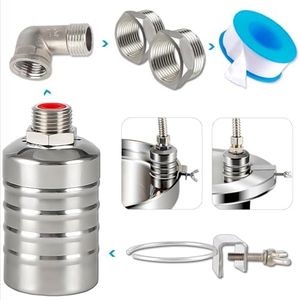 Float Valve,1/2" to 3/4" 1'' Water Level Control Float Valve, 304 Stainless Steel Fully Automatic Water Shut Off Valve, Automatic Water Level Controller for Water Tank, Pool, Livestock Troughs.