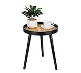 Rattan Round Side Table, Black Smal