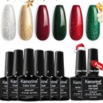 KANORINE Christmas Gel Polish Soak-Off UV/LED 8pcs Nail Gel polish purple series Set (6 colors + base & top coat) Soak off UV/LED Gel Nail Polish Manicure Set 10ml x8pcs