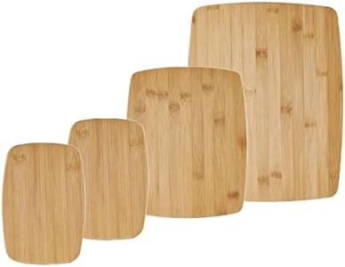 Farberware 4-Piece Kitchen Reversible Chopping Boards for Meal Prep and Serving, Charcuterie Board Set, Wood Cutting Boards, Assorted Sizes, Bamboo