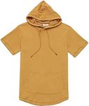 Dubinik Short Sleeve Hoodie for Men Casual Lightweight Sweatshirts with Kangaroo Pocket Apricot