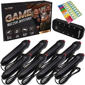 Digital Energy Handheld Buzzer Game System - Console Displays First Buzz-in - Great for Jeopardy, Family Feud, Trivia and Buzzer Games - Console with 8 Joystick Buzzers