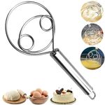 BEYOND BASIC Multifunctional Effortless Stainless Steel Dough Mixer with Hanging Hole Durable Time-Saving Mixing Stick Baking Tools Egg Beater for Home Kitchen Baking Accessories 1 Pcs