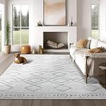 jinchan Area Rug 8x10 Moroccan Rug Living Room Rug Washable Rug Soft Rug Modern Geometric Contemporary Indoor Non Slip Carpet for Bedroom Kitchen Dining Room Farmhouse Grey