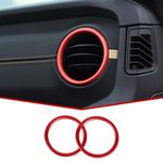 JeCar Dashboard Air Conditioner Vent Ring Aluminum Alloy AC Outlet Trim Cover Interior Accessories Compatible with Jeep Wrangler JL JLU 2024, Red