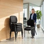 DM Furniture Stackable Black Office Chairs Armless Conference Room Chairs 5 Pack Mesh Reception Desk Chairs for Meeting/Events/Hall/Training/Waiting Room