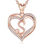 INFUSEU Initial Necklaces for Women Letter S Pendant Rose Gold Jewelry Unique Birthday Gifts for Her