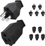BlueStars Set of 5 (10 Pieces) Extension Cord Plugs 125V 15A 2 Pole 3 Wire with Male Plug and Female Connector Straight Blade Plug Grounding Type, NEMA 5-15P & 5-15R