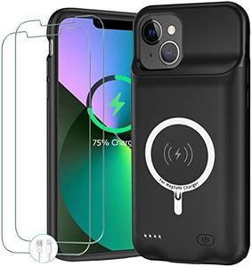Battery Case for iPhone 13, Upgraded 10000mAh Portable Protective Charging Case with Wireless Charging Compatible with iPhone 13 (6.1 inch) Rechargeable Battery Pack Charger Case with Carplay (Black)