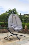 Grey Cocoon Hanging Egg Chair Swing Textilene Garden Furniture In Or Outdoor