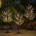 Lightshare LED Lighted Cherry Blossom Tree, 4FT, 5FT and 6FT, Warm White, Pack of 3, Decorate Home Garden, Summer, Wedding, Birthday, Christmas Holiday, Party, for Indoor and Outdoor Use