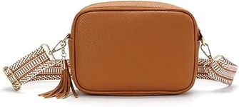 Ladies Crossbody Bags Faux Leather Designer Small Over Shoulder Bag for Women Girls with Adjustable Strap Travel Work Shopping Messenger Handbags (Tan)