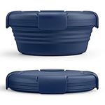 STOJO Collapsible Bowl - Denim Blue, 36oz - Reusable Silicone Bowl for Hot and Cold Food - Perfect for Travel, Meal Prep, To-Go Lunch, Camping & Hiking - Microwave & Dishwasher Safe