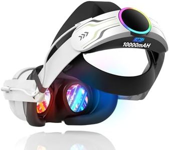 RGB Head Strap with Battery for Meta/Oculus Quest 3/Quest 3S, 10000mAh Battery Pack for Extended 8H of Playtime, Fast Charging VR Power, Adjustable Elite Strap Enhanced Support and Balance in VR
