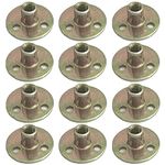 12 Pcs M8 Flange Nuts Female Thread Carbon Steel T-Nuts Brad Hole Tee Nuts for Fixing Connection Furniture