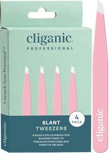 Cliganic Professional Eyebrow Tweezers Slant Tip - Precision for Men & Women, Stainless Steel Best for Plucking Chin Facial Hair