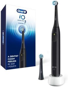 Oral-B iO Series 2 Rechargeable Electric Powered Toothbrush Starter Kit, Night Black with 2 Brush Heads - Automatic Pressure Sensor to Protect Gums - 3 Modes - 2 Min Timer