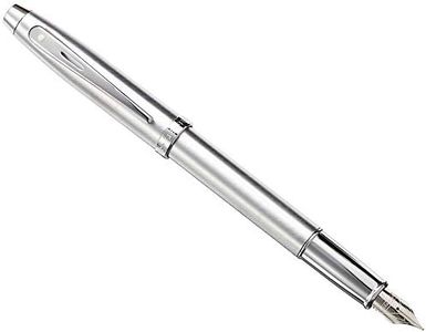 Sheaffer 100, Brushed Chrome, Nickel Trim, Fountain Pen: Fine Nib (E0930643-30), 1 Count (Pack of 1)