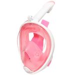 Jsdoin Snorkel Mask Full Face,180°view Design - Anti-fog, Anti-leak Technology - Sports Camera Compatible - for a Safe Adults and Kids Snorkeling Experience（Pink-S/M)