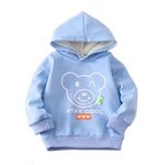 Bold N Elegant Cartoon Bear in Hood Print Kids Full Sleeve Warm Thick Fur Fleece Winter Tshirt Sweatshirt Hoodie for Infant Toddler Baby Boy & Girl (2-3 Years, Blue)