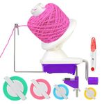 KNEWMART Yarn Ball Winder, Weaving Ball WinderNeedle Craft Yarn Ball Winder,The Helper for Knitting Enthusiast,Sturdy with Metal Handle and Tabletop Clamp, with 4 Size Pom Pom Makers+1PS Scissors