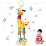 BelleStyle Baby Pram Pushchair Toys, Baby Sensory Toy, Clip On Car Seat Stroller Baby Activity Hanging Plush Soft Toys with Teething Game for Newborn Toddlers Boys Girls 3 6 9 12 18+ Months - Giraffe