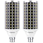 DragonLight Super Bright 50W B22 Bayonet Cap LED Corn Light Bulbs (400 Watt Equivalent) - 3000K Warm White 5500 Lumens, Pack of 2