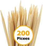 Wooden Skewers Pack of 200 - Durable Bamboo Sticks with - Ideal for BBQ, Kebab, Cake Topper, Chocolate Fountain and Fruits…