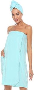 Kniffi Womens Wrap Towel Spa Wraps & Hair Towel Body Wrap Adjustable Closure Bathrobe Blue S/M